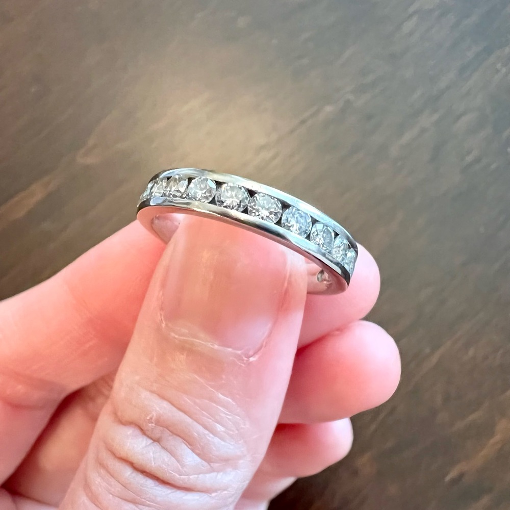 Diamond wedding band 0.84 ct tw channel band 14k white gold